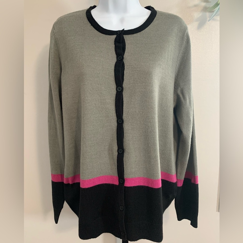 Croft & Barrow Women's Cardigan - Black, Pink, and Gray
